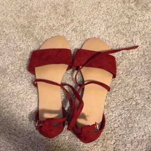 Forever 21 Red Strap Around Ankle Sandals